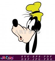 Goofy Cartoon Character With Yellow Hat Headshot SVG