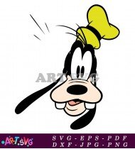 Cartoon Goofy Headshot With Open Mouth And Big Smile SVG