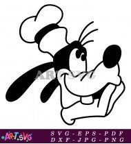 Goofy Character Black And White Simple Headshot SVG