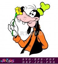 Cartoon Character Holding A Flower SVG