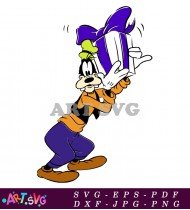 Cartoon Character Carrying A Gift SVG