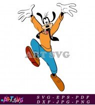 Goofy Cartoon Character Jumps In Air SVG