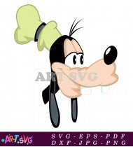 Goofy Cartoon Head With Green Hat SVG