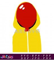 Yellow Raincoat With Red Balloon Cartoon Illustration SVG