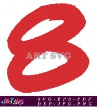 Red Number Three Brushstroke Font Design SVG 1