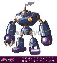 Blue And Silver Cartoon Robot Character Design SVG