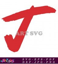 Abstract Red Brushstroke Alphabet Letter J Image SVG