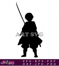 Black Ninja Warrior Holding Weapon Silhouette Design SVG