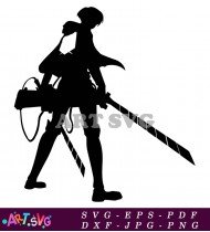 Silhouette Of A Woman With Swords SVG