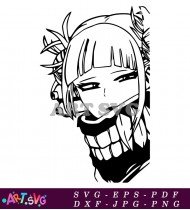 Anime Girl Grinning With Mouth Open Expression SVG