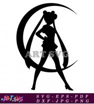 Silhouette of Sailor Moon Anime Character SVG