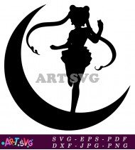 Sailor Moon Black And White Design SVG