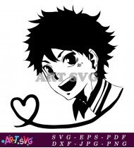 Anime Boy With Heart In Background SVG