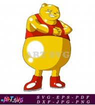 Funny Yellow Cartoon Character In Red Shorts SVG