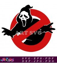 Scream Ghost Forbidden Sign in Black Red Circle SVG