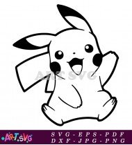 Cute Anime Pikachu With Big Smile SVG