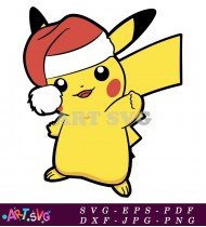 Pikachu In Santa Hat Pokemon Anime SVG