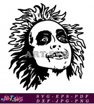 Beetlejuice Cartoon Black And White Face SVG