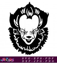 Pennywise Evil Clown Horror Movie Logo Design SVG