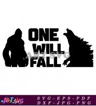 One Will Fall Godzilla Monster Silhouette Graphic Art SVG 1