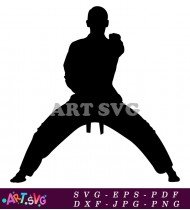 Kung Fu Fighter Silhouette Black Martial Arts Art SVG 1