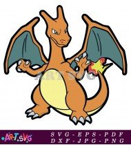 Orange Pokemon Character Charizard Flame Dragon SVG