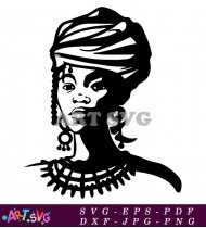 Black Woman Head Wrap Silhouette Vector Design SVG