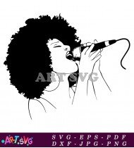 Black Woman with Afro Hairstyle and Microphone SVG