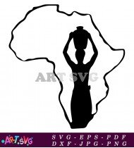 Woman Silhouette Holding Water Jug Africa Art SVG