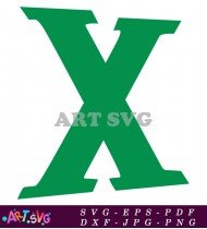 Green Letter X in Bold Black Frame SVG