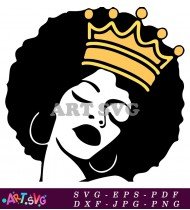 Woman Wearing A Crown Queen Hairstyle SVG