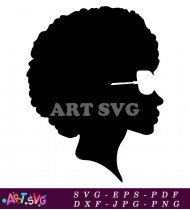 Black Woman Silhouette Afro Hairstyle Sunglasses Design SVG