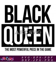 Black Queen Chess Piece With Crown Art SVG