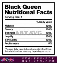 Black Queen Nutritional Facts Self Love Values SVG