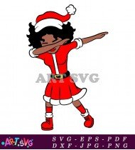 Christmas Dabbing Girl Santa Red Black SVG 1