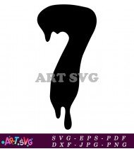 Black Number Seven Dripping Outline Vector SVG