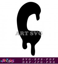 Black Number C Dripping Outline Vector SVG