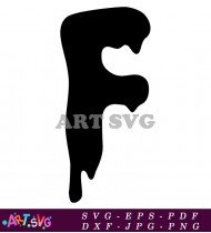 Black Number F Dripping Outline Vector SVG