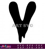 Dripping Letter V Ink Black Font Design SVG 1