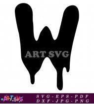 Dripping Letter W Ink Black Font Design SVG 1