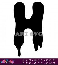 Dripping Letter H Ink Black Font Design SVG 1