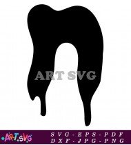 Letter N Dripping Black Silhouette Background SVG