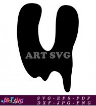 Melted Black Letter U Abstract Vector Art SVG