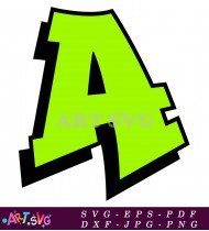 Green Letter A With Black Outline Design SVG