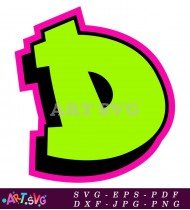 Green Letter D Bold Black Outline SVG 1