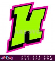 Graffiti Letter H Design In Pink Outline SVG