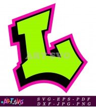 Green Graffiti Letter L With Pink Outline SVG