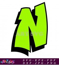 Green Graffiti Letter N In Bold Style Design SVG