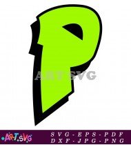 Green Letter P Graffiti Design With Outline SVG 1