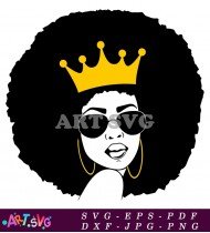 Queen Crown And Glasses Silhouette Graffiti Art SVG